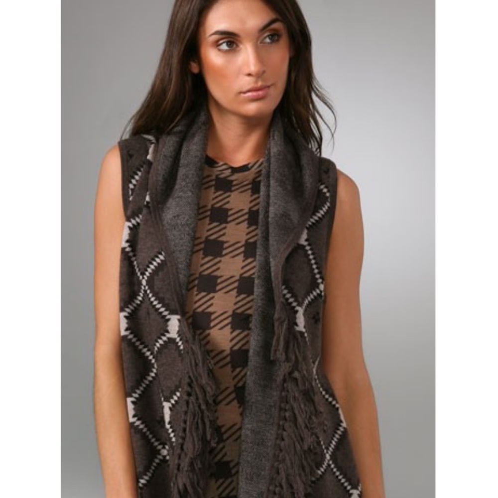 alice + olivia fringed sweater vest